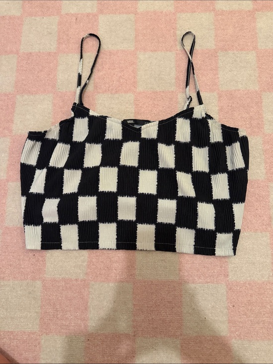 Vans Tops - Vans Black & White Checkerboard Cropped Camisole